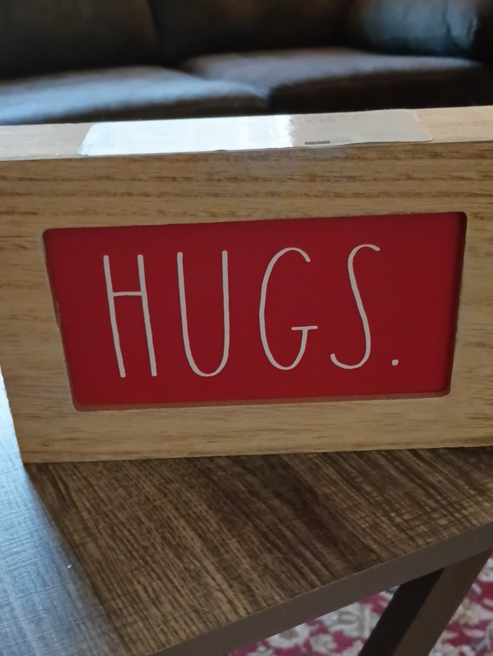 Rae Dunn HUGS Wood Accent Sign - Red & Natural